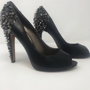 Sam Edelman Larissa Spiked Black Leather Heel